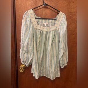 LC Lauren Conrad Striped Blue and Cream Blouse